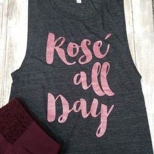 BELLA "Rose all Day" Sleeveless Muscle Tee Size L